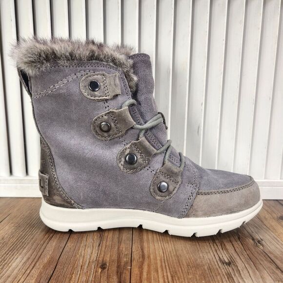 Sorel Explorer Joan Womens Size 5 Gray Suede Lace Up Boho Ankle Boots NL3039-052 - Picture 5 of 11